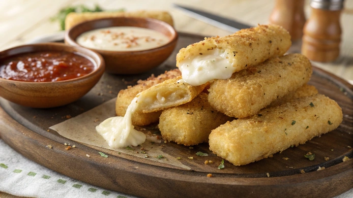 9 Easy Steps to Make Perfect Homemade Mozzarella Sticks 6 Golden Crispy Mozzarella Sticks with Marinara Sauce
