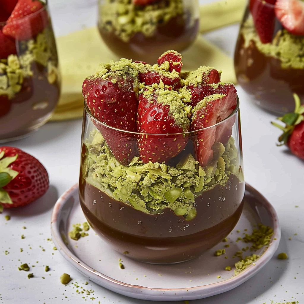 Dubai Chocolate Covered Strawberries: Why This Trendy Treat Is Worth the Hype 8 Dubai chocolate covered strawberries in layered dessert cup